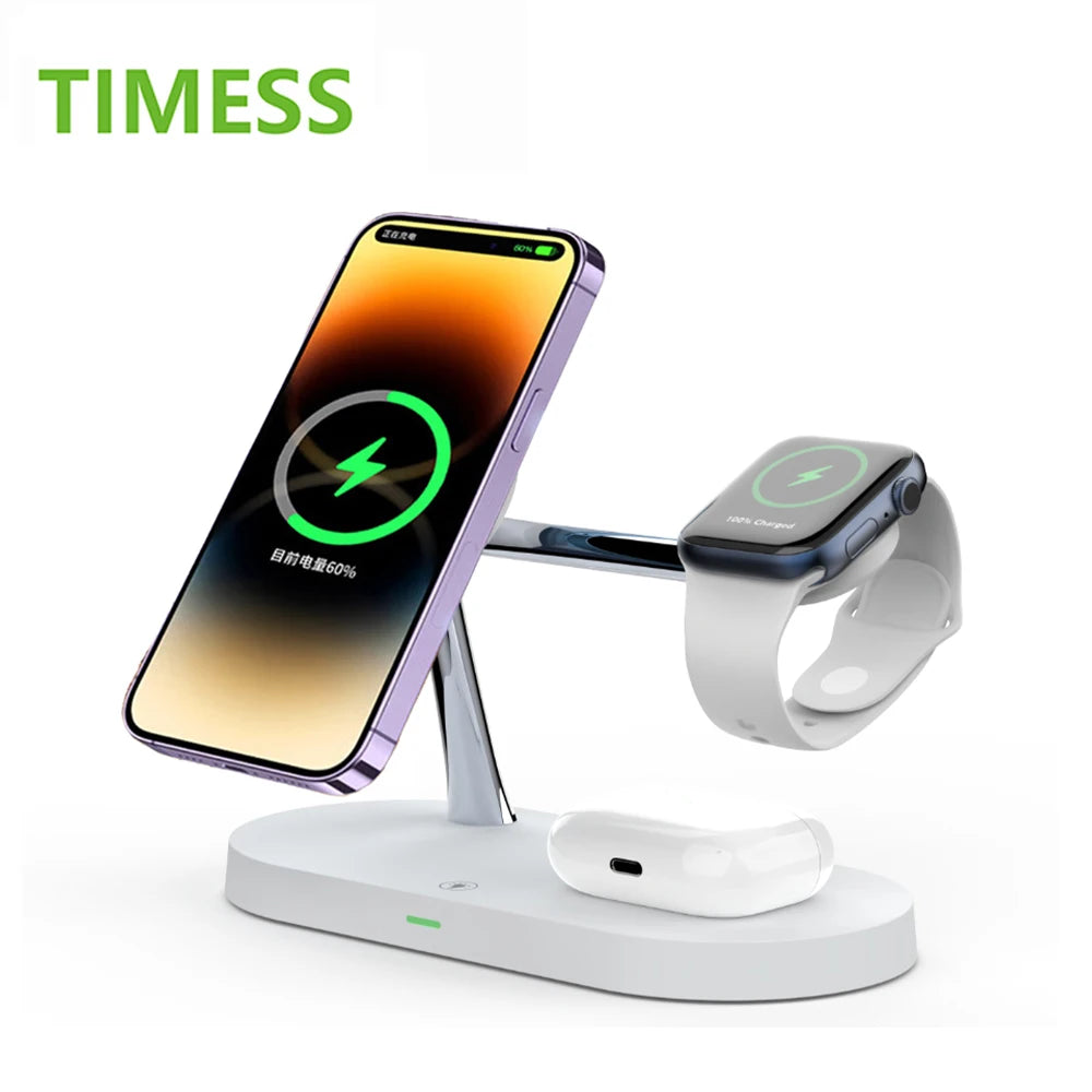 3-in-1 Wireless Charging Stand for iPhone 12-16, Apple Watch Series 4-10, and AirPods Pro 2-3