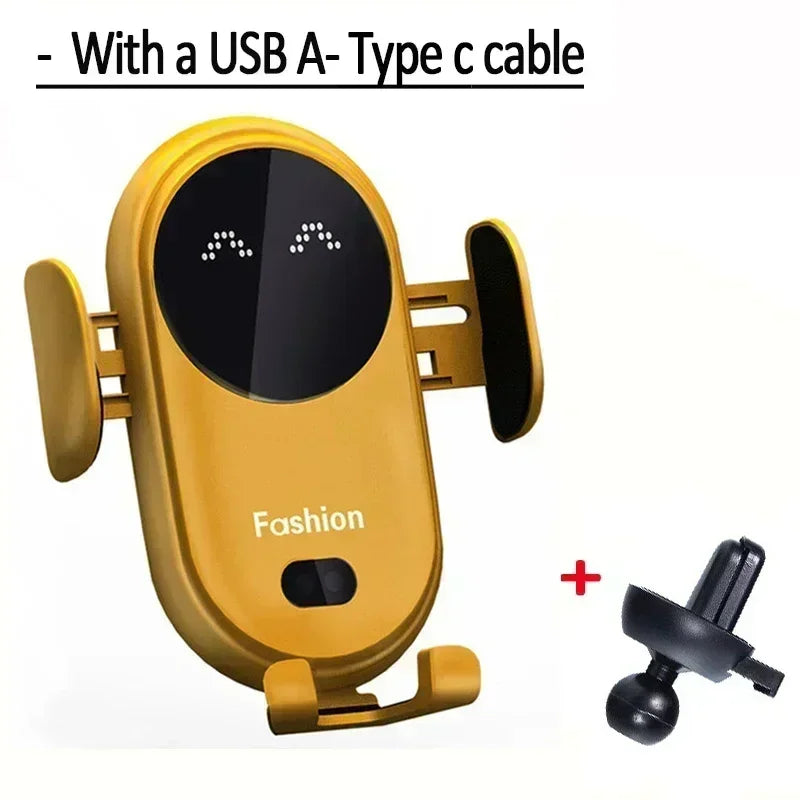 360° Rotating Wireless Car Charger with Automatic Clamping and Infrared Induction for iPhone 16/15/14/13 and Samsung Galaxy S24