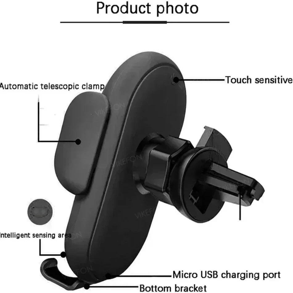 360° Rotating Wireless Car Charger with Automatic Clamping and Infrared Induction for iPhone 16/15/14/13 and Samsung Galaxy S24