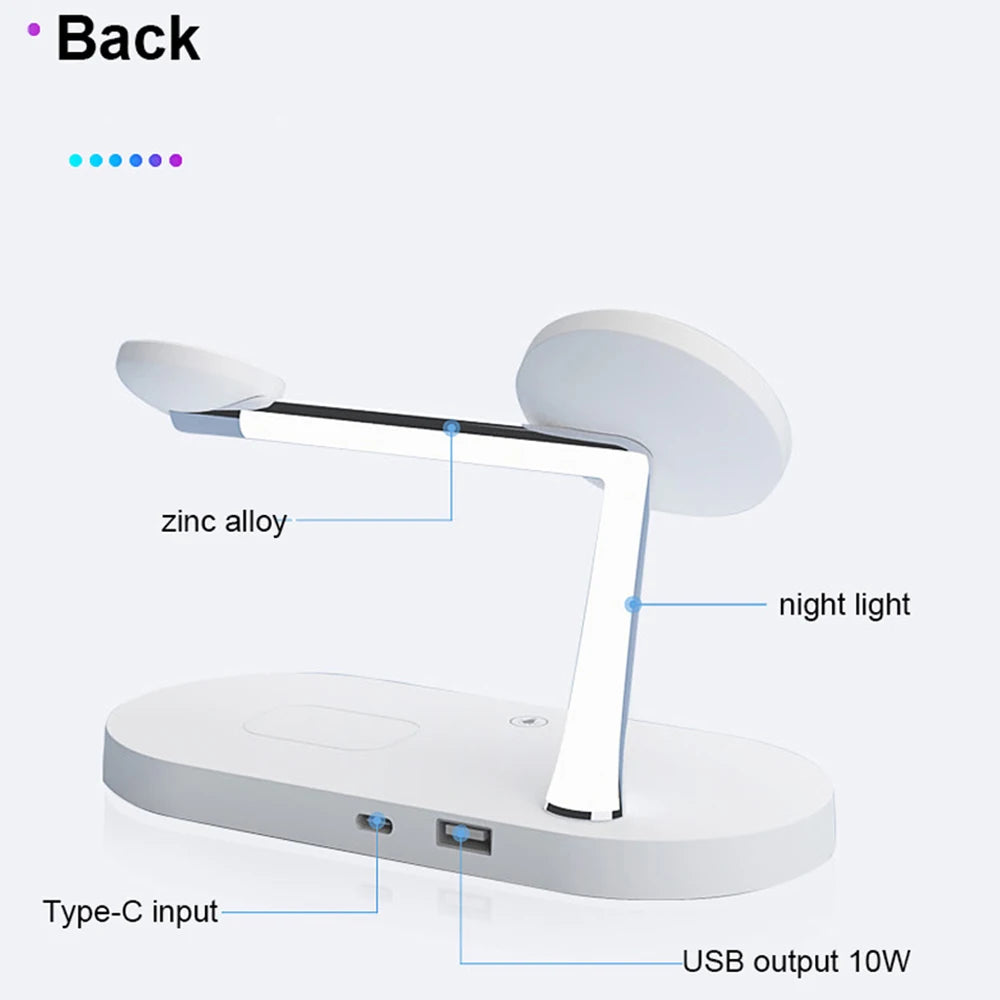 3-in-1 Wireless Charging Stand for iPhone 12-16, Apple Watch Series 4-10, and AirPods Pro 2-3