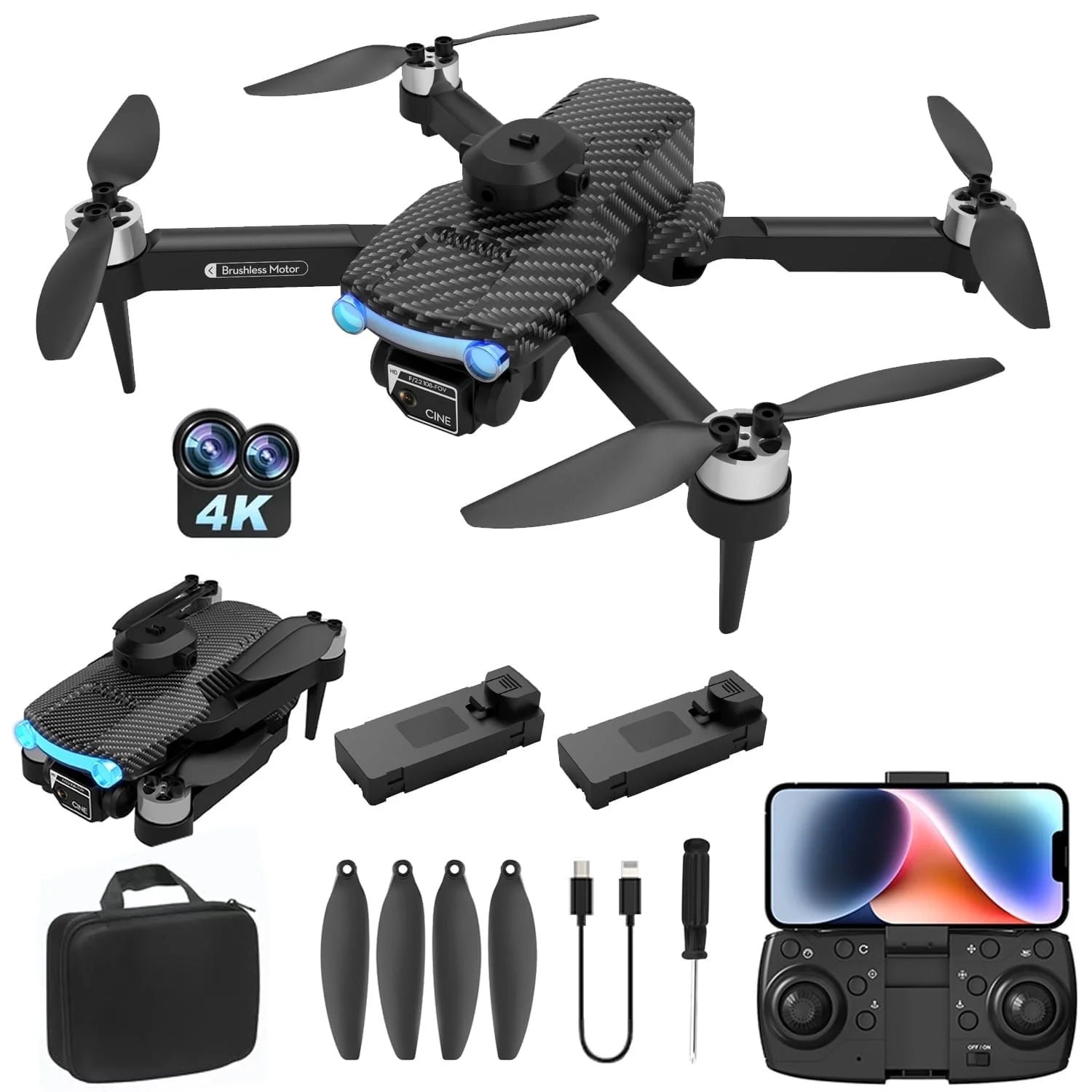 4K HD Dual Camera Foldable Drone – WiFi FPV RC Quadcopter with One-Key Start & Headless Mode (Ideal for Kids & Beginners)