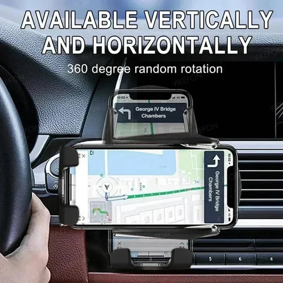 360° Rotating Wireless Car Charger with Automatic Clamping and Infrared Induction for iPhone 16/15/14/13 and Samsung Galaxy S24