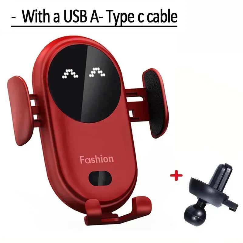 360° Rotating Wireless Car Charger with Automatic Clamping and Infrared Induction for iPhone 16/15/14/13 and Samsung Galaxy S24